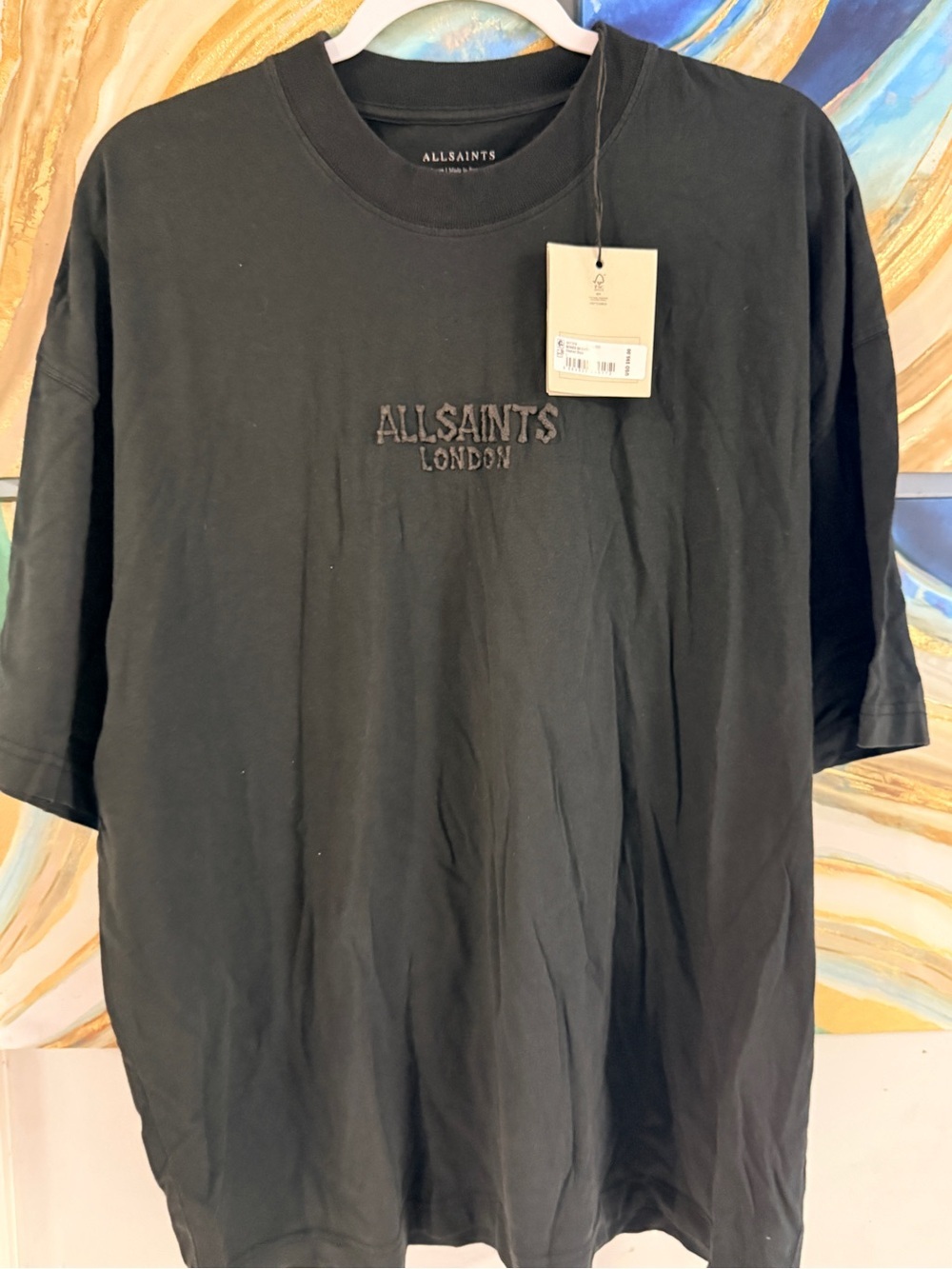 AllSaints Black Bones Short Sleeve Crew T-Shirt Large